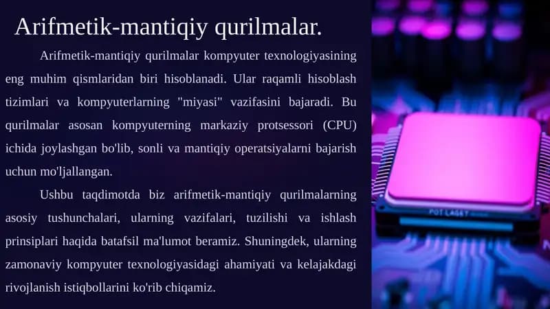 Arifmetik-mantiqiy qurilmalar