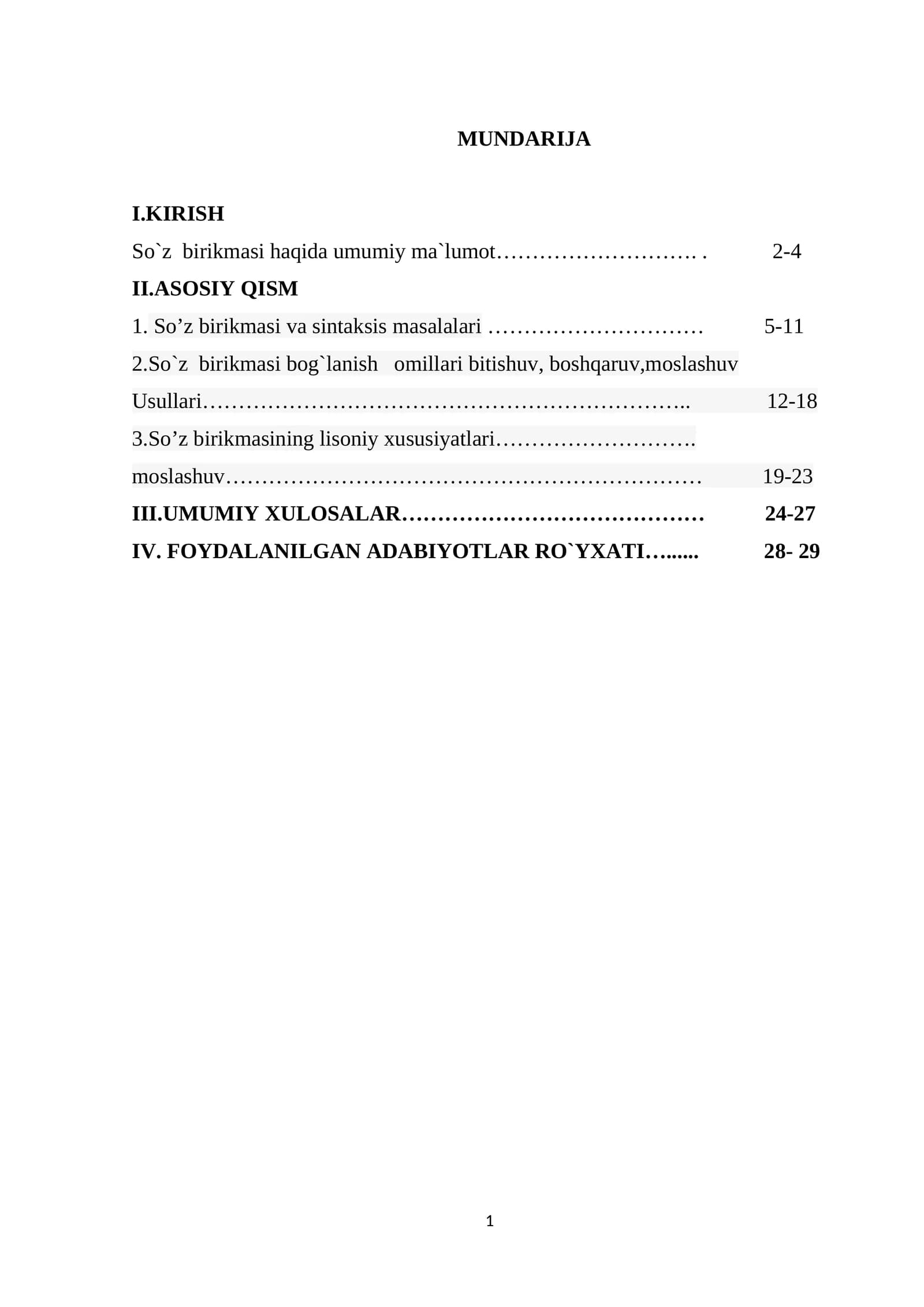 So'z birikmasi va sintaksis masalalari