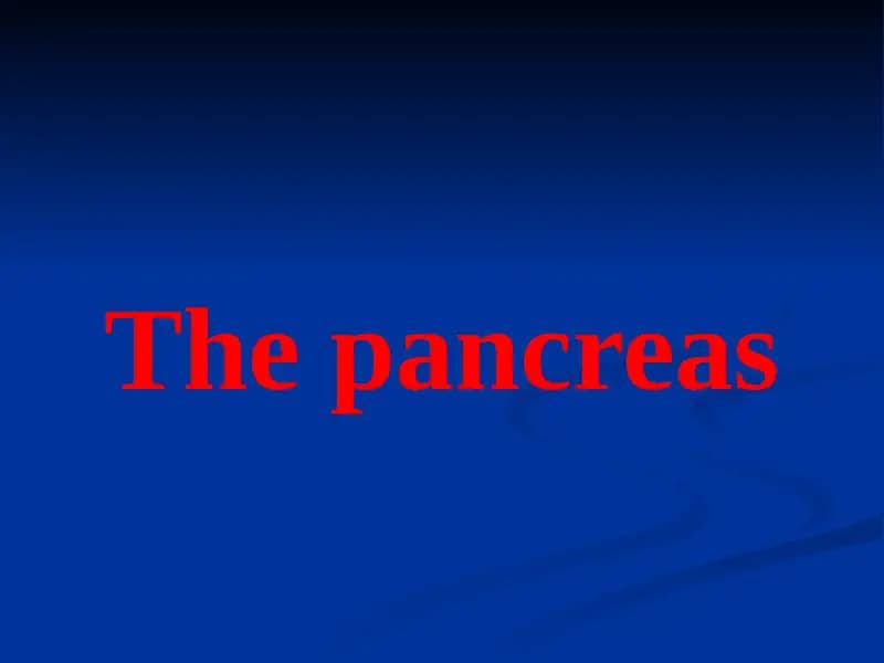 The Pancreas