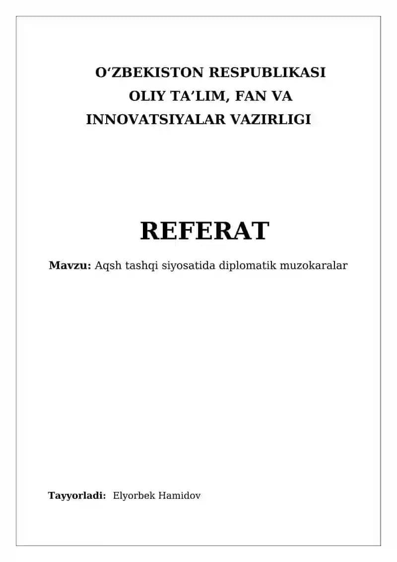 Aqsh tashqi siyosatida diplomatik muzokaralar