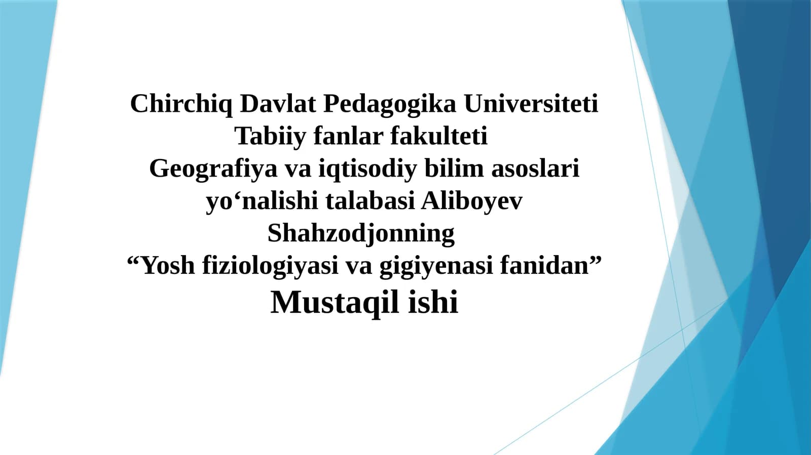 Yosh fiziologiyasi va gigiyena