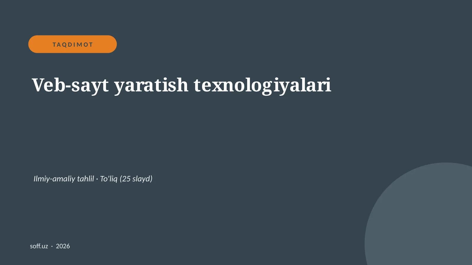 Veb-sayt yaratish texnologiyalari