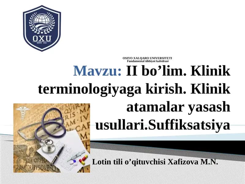 Кlinik terminologiyaga kirish