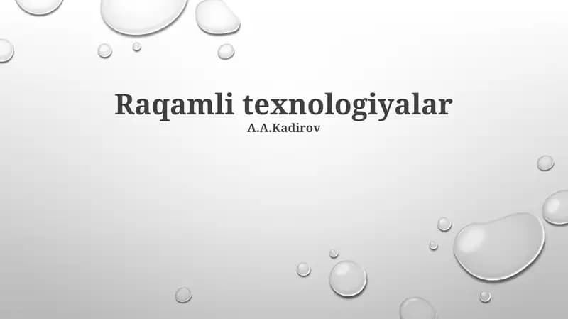 Raqamli texnologiyalar