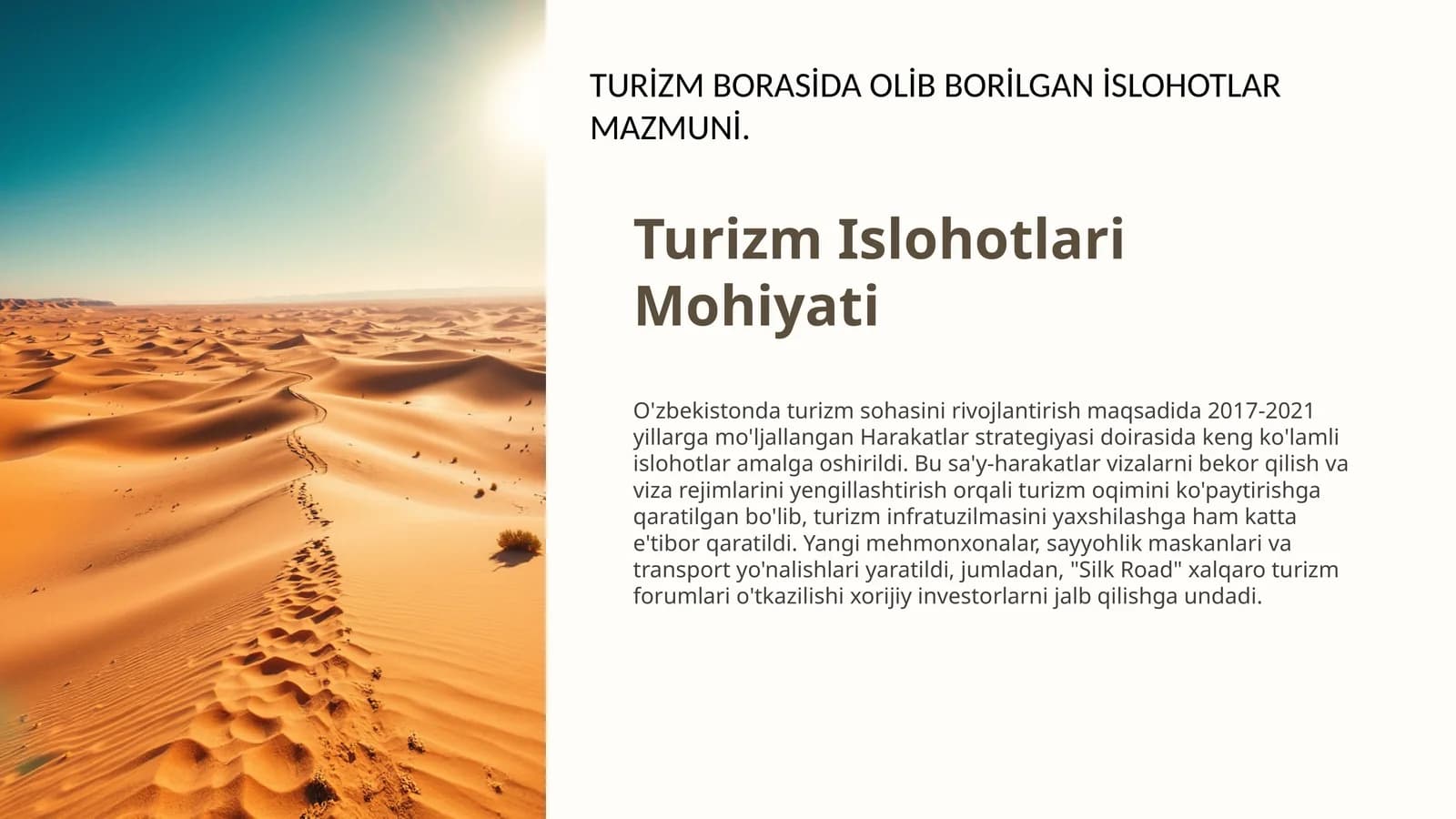 Turizm Islohotlari Mohiyati