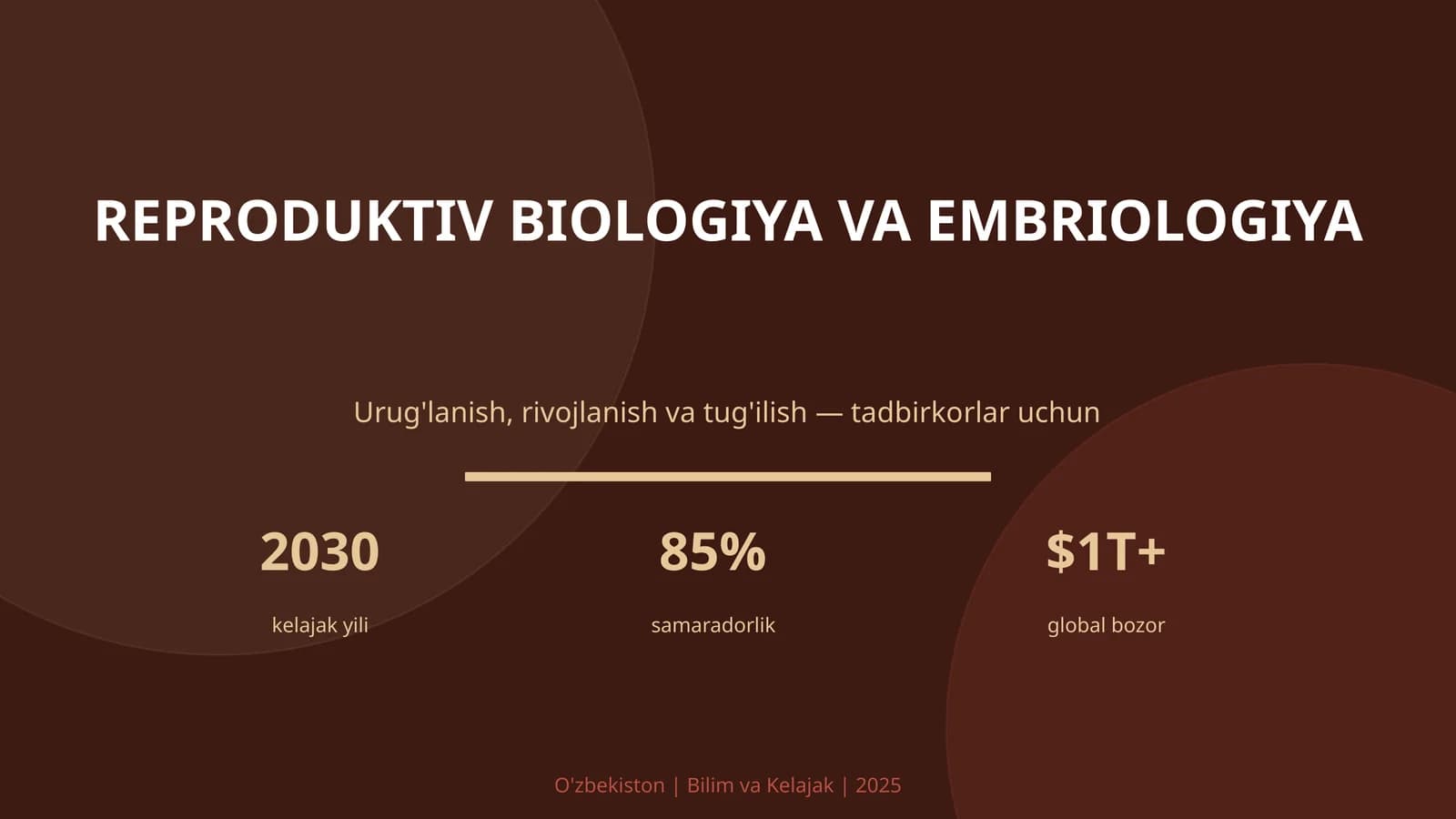REPRODUKTIV BIOLOGIYA VA EMBRIOLOGIYA