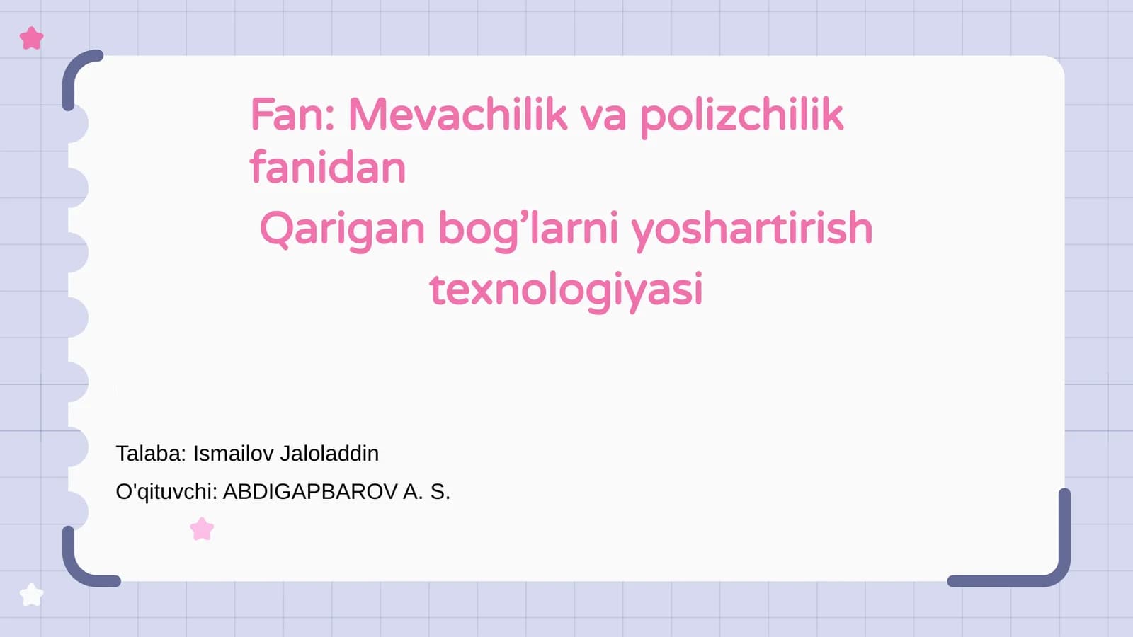 Qarigan bog’larni yoshartirish texnologiyasi