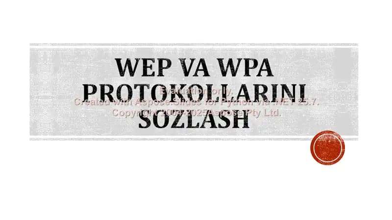 WEP va WPA protokollarini sozlash