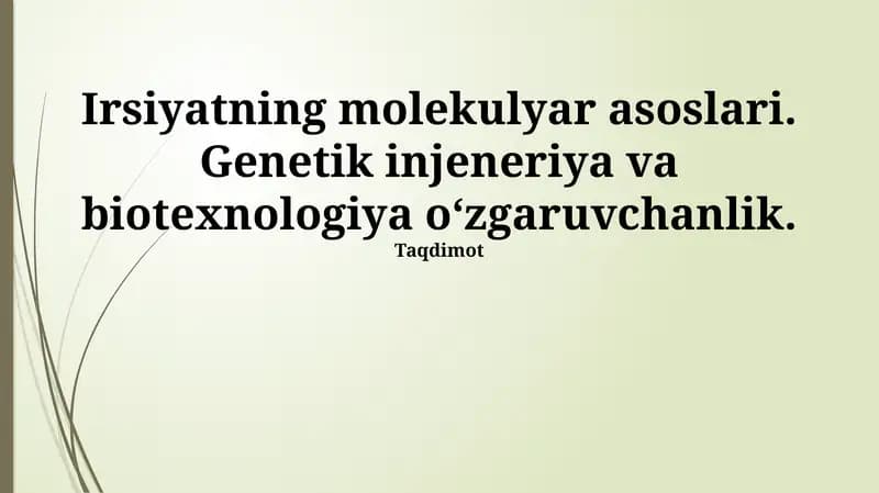 Irsiyatning Molekulyar Asoslari