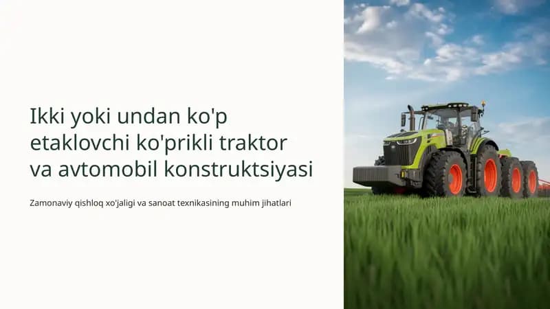 Etaklovchi ko'prikli traktor va avtomobil konstruktsiyasi