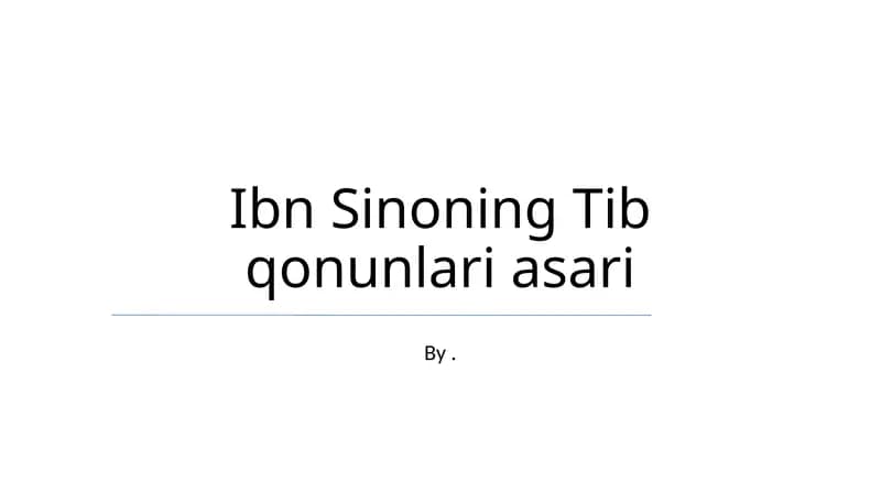 Tibbiyot Kanoni: To'liq Risola