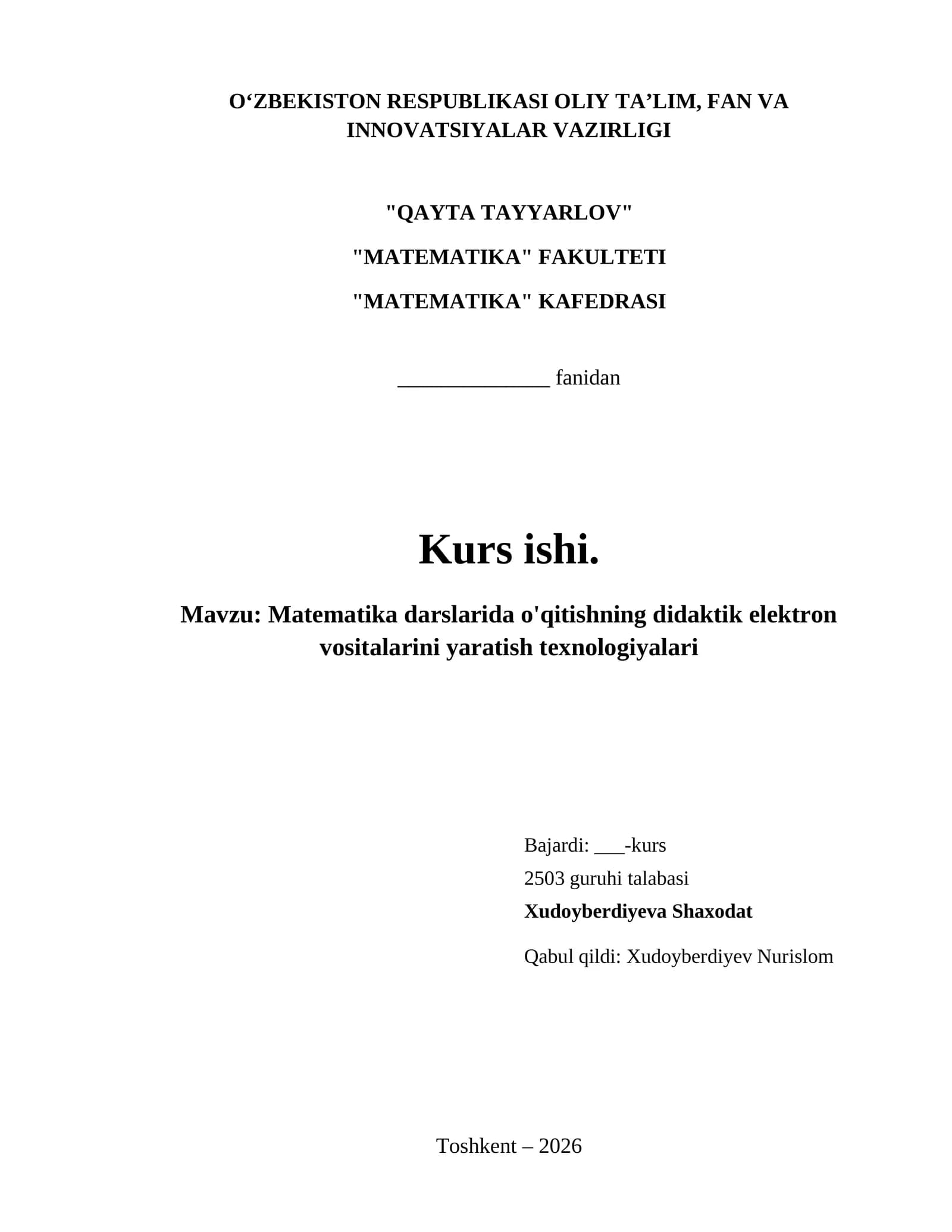 Matematika darslarida o'qitishning didaktik elektron vositalarini yaratish texnologiyalari