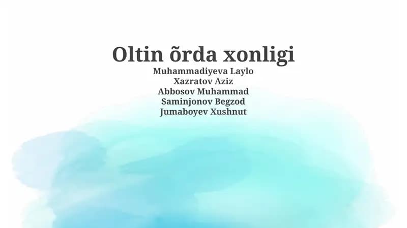 Oltin O'rda: Tarix va Shakllanish