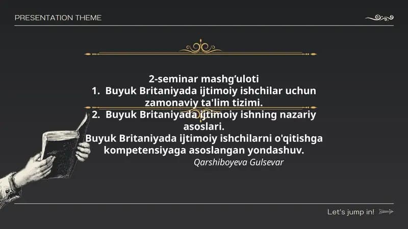 Buyuk Britaniyada ijtimoiy ishchilar uchun zamonaviy ta'lim tizimi