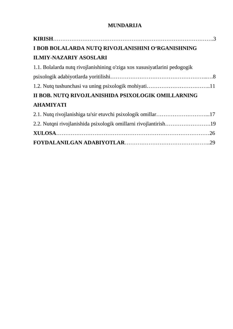 Nutq rivojlanishida psixologik omillarning ahamiyati