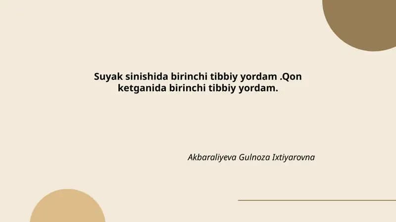 Suyak sinishida birinchi tibbiy yordam