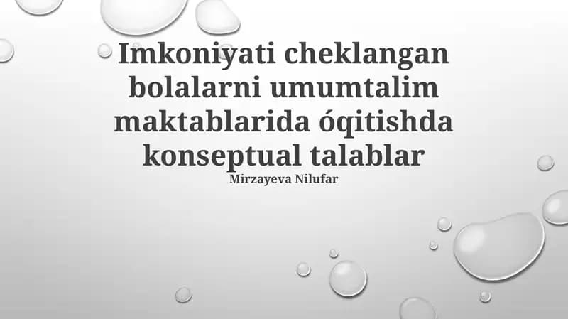 Inklyuziv maktablarda o'qitishning kontseptual talablari