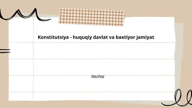 Konstitutsiya - huquqiy davlat va baxtiyor jamiyat
