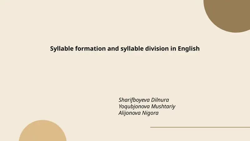 Syllable formation and syllable division in English