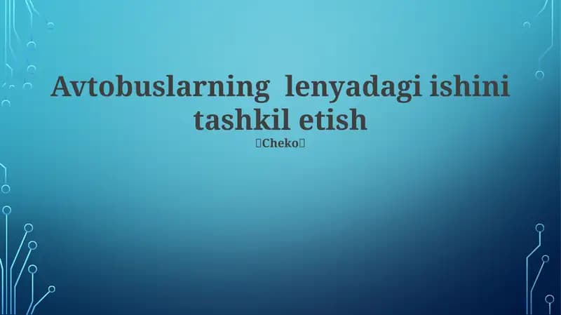 Jadvalashtirish va yo'naltirishni optimallashtirish