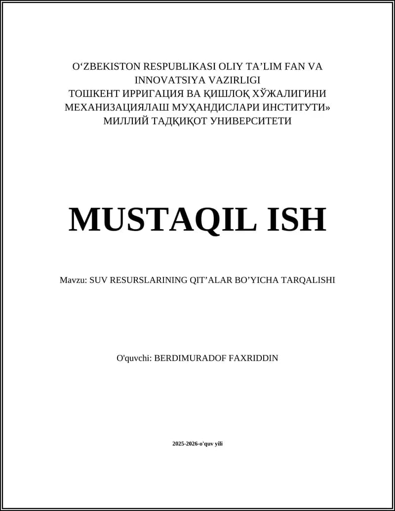 Afrika qit’asidagi suv resurslarining taqsimoti va asosiy hovuzlar