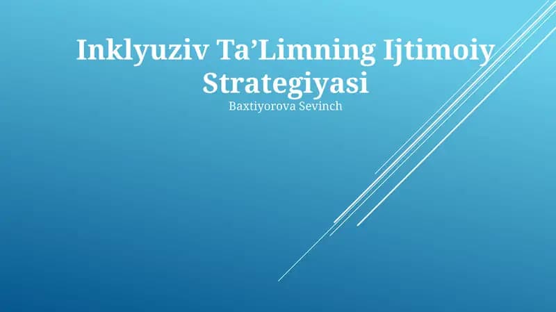 Inklyuziv TaʼLimning Ijtimoiy Strategiyasi