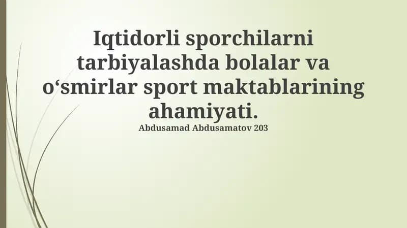 Bolalar va o'smirlar sport maktablarining ahamiyati