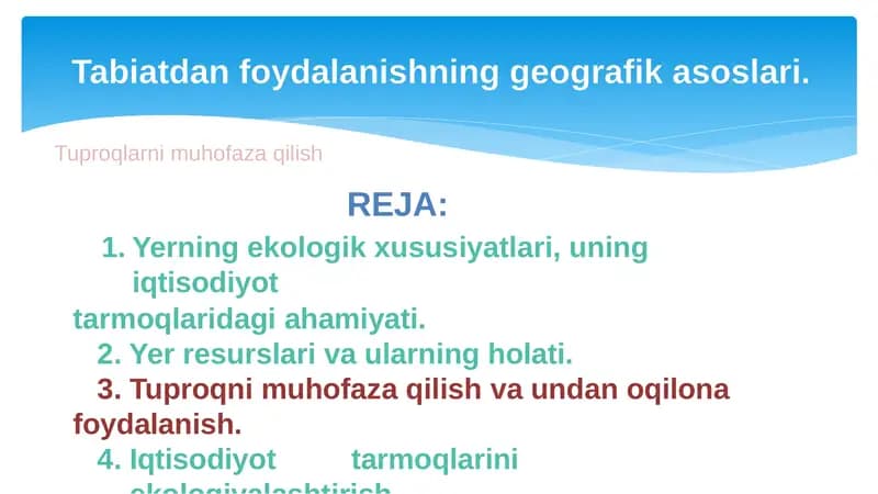 Tabiatdan foydalanishning geografik asoslari