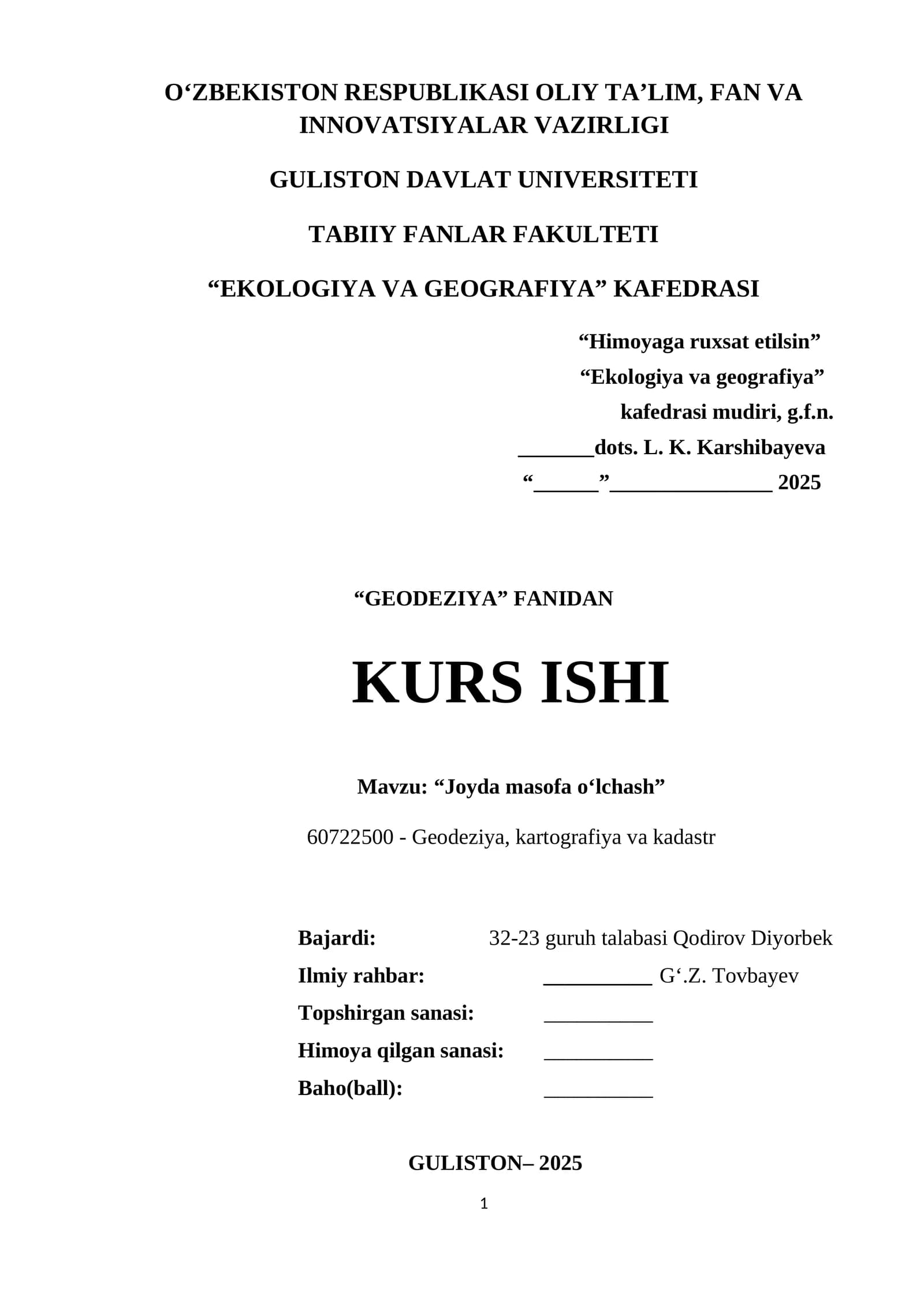 “Joyda masofa o‘lchash”