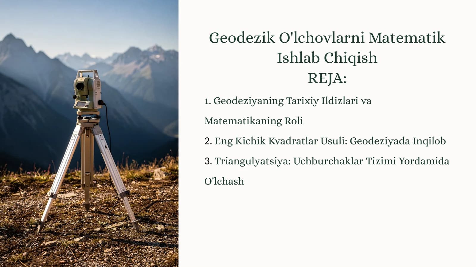 Geodezik O'lchovlarni Matematik Ishlab Chiqish