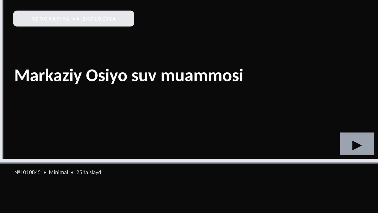 Markaziy Osiyo suv muammosi