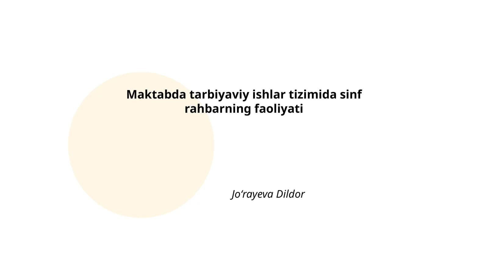 Maktabda tarbiyaviy ishlar tizimida sinf rahbarning faoliyati