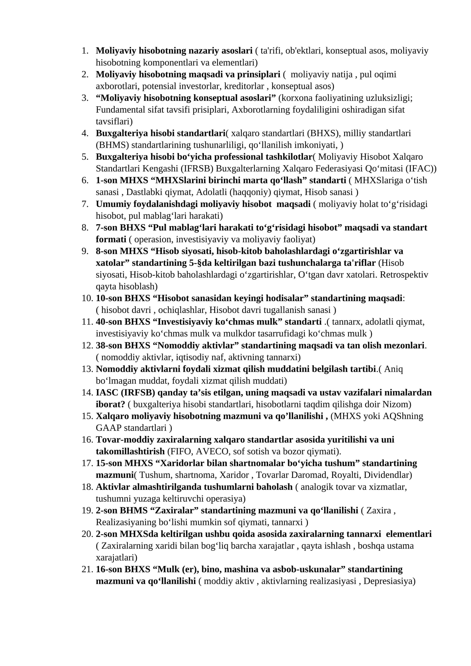 Moliyaviy hisobotning nazariy asoslari