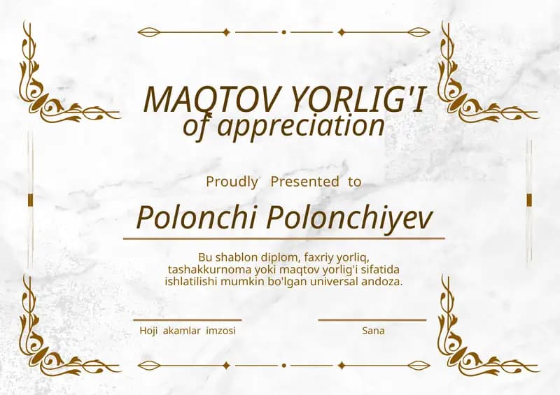 MAQTOV YORLIG'I shablon tayyor andoza
