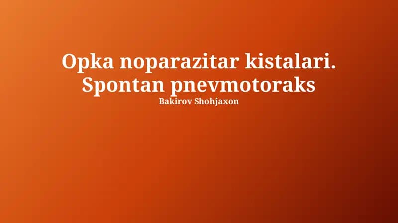 O'pka gidatid kistalari