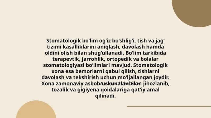 Stomatologik bo‘lim