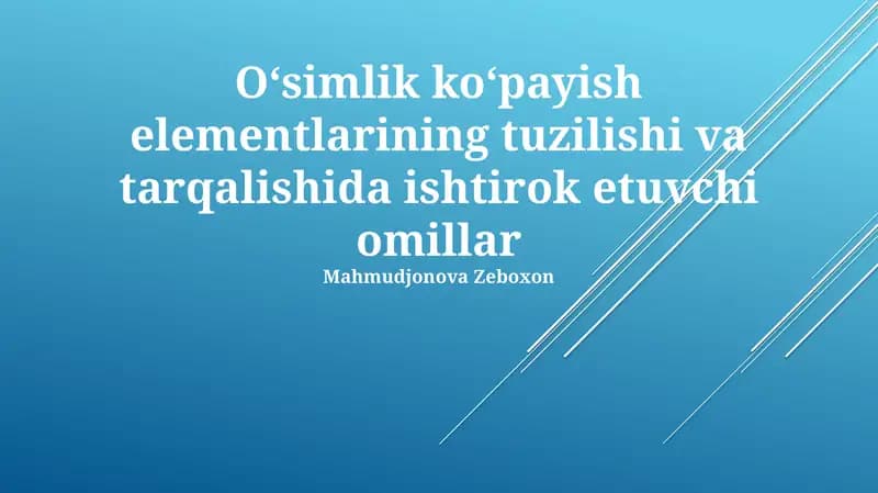 O'simlik ko'payish elementlarining tuzilishi va tarqalishida ishtirok etuvchi omillar