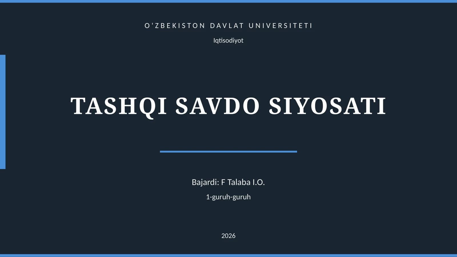 TASHQI SAVDO SIYOSATI