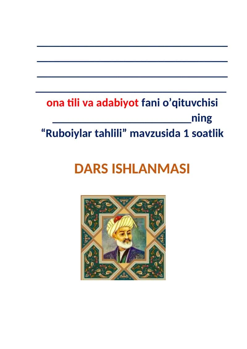 Ruboiylar tahlili dars ishlanma 8 sinf