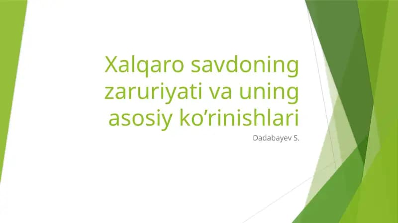 xalqaro savdoning zaruriyati