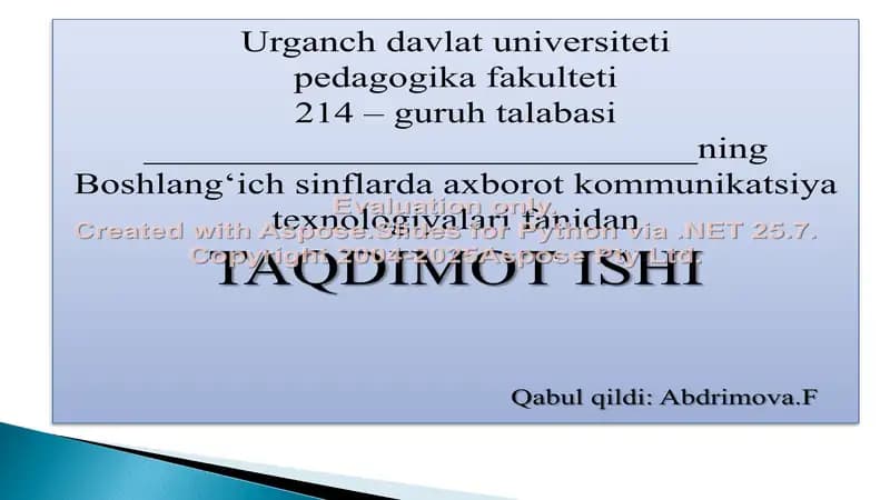 Kompyuterda foydalanuvchiga mos muhitni tashkil etish, texnik xavfsizlik