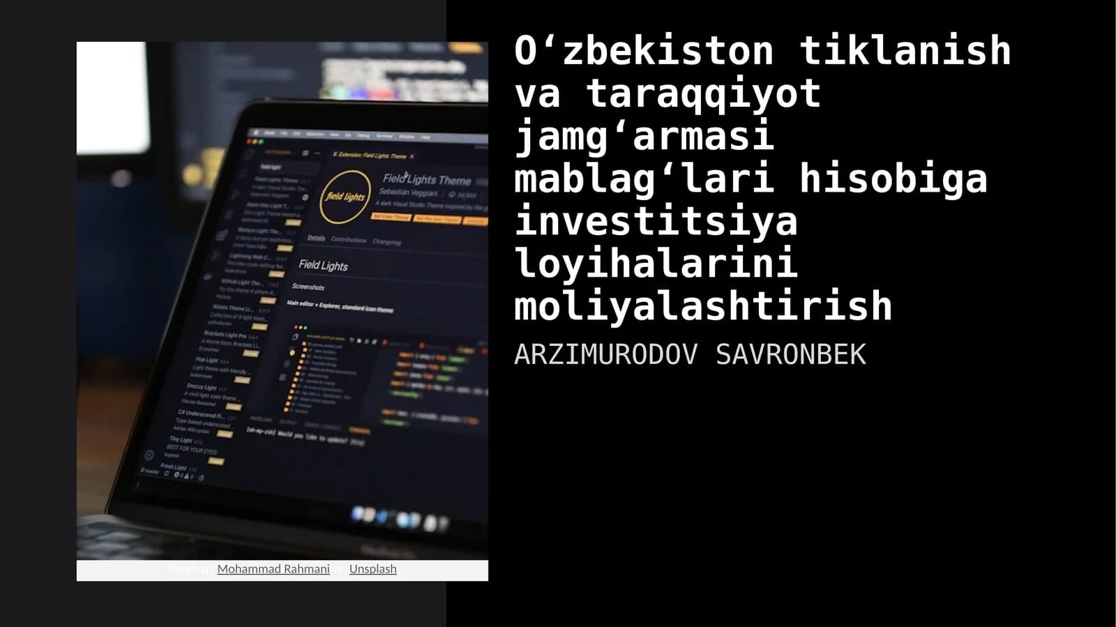 O‘zbekiston tiklanish va taraqqiyot jamg‘armasi mablag‘lari hisobiga investitsiya loyihalarini moliyalashtirish