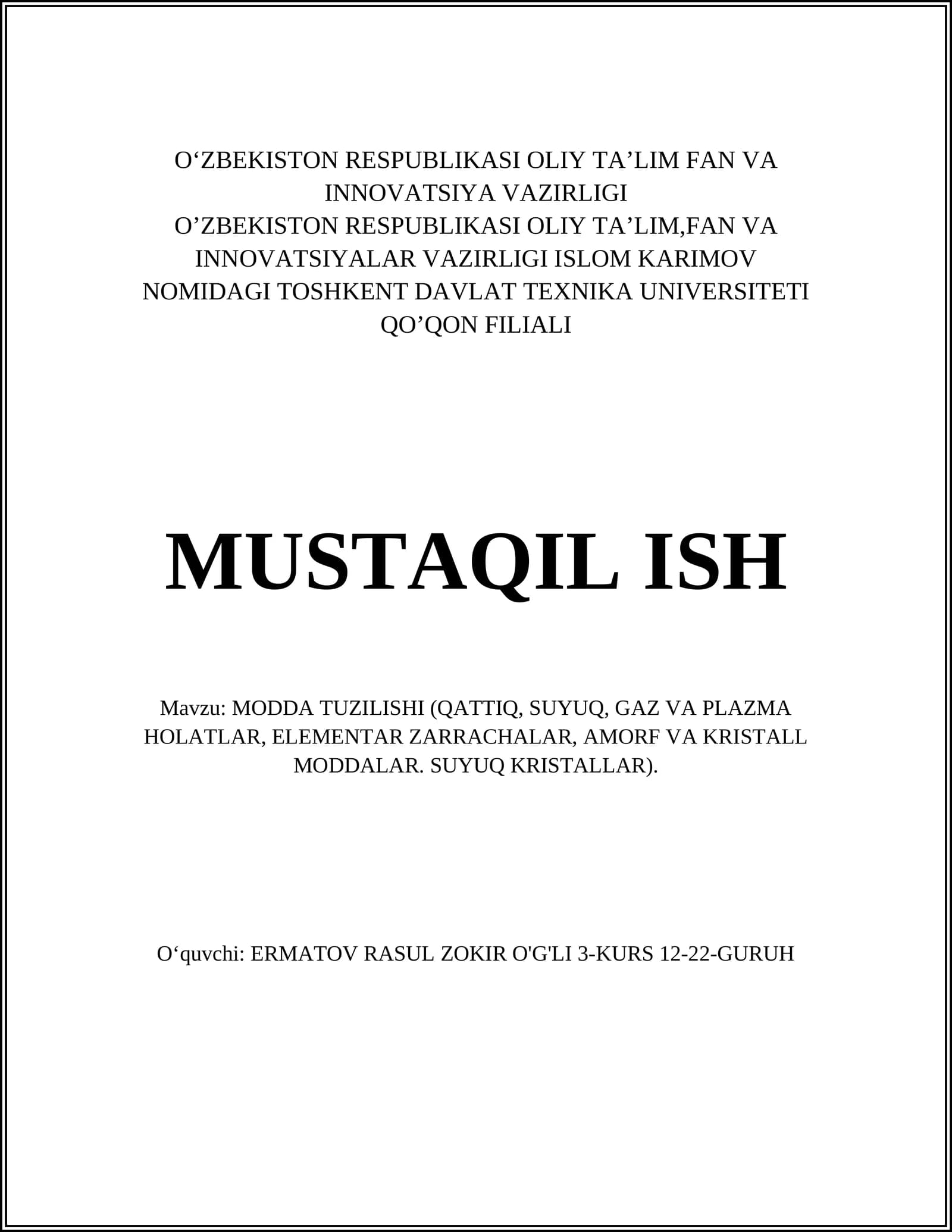 MODDA TUZILISHI