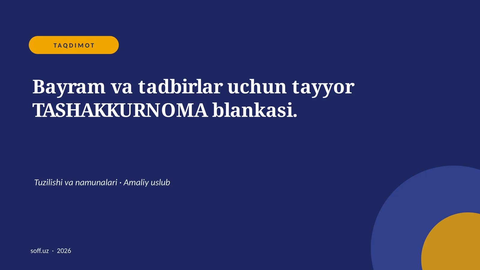 Tashakkurnoma blankasi