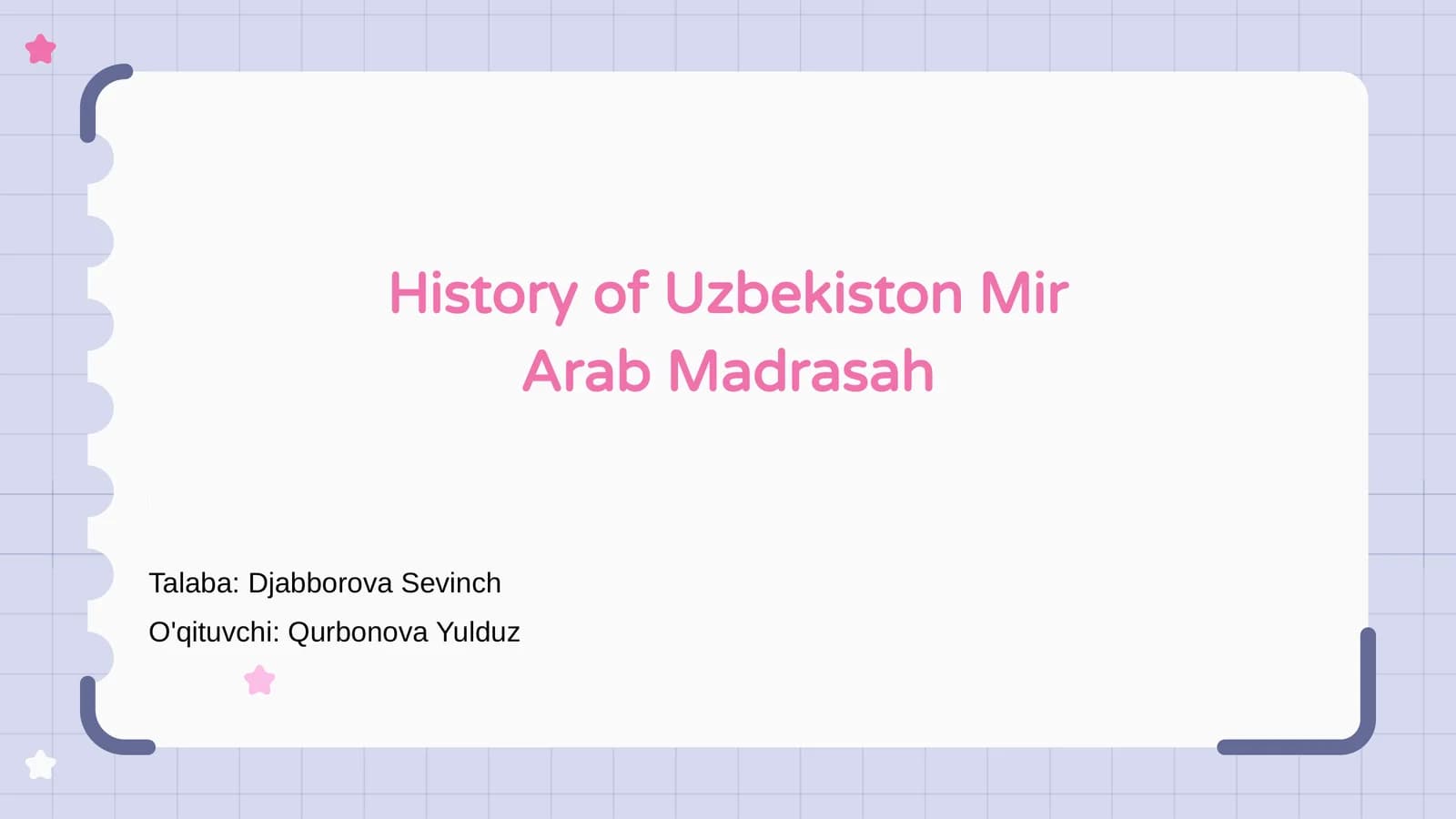 O'zbekiston Mir Arab Madrasah Tarixi