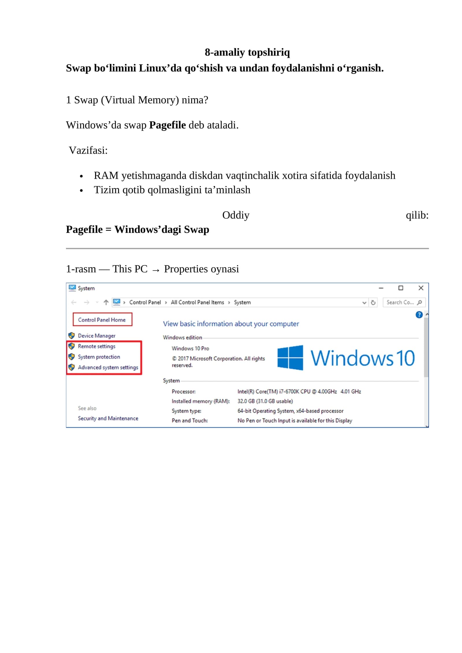 Swap (Linux’da qo‘shish va undan foydalanishni o‘rganish)