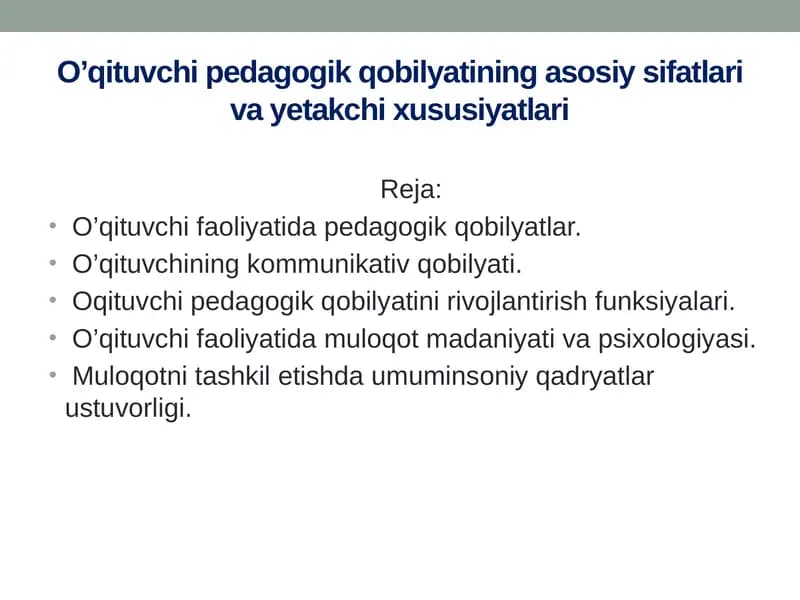 O’qituvchining pedagogik qobilyati