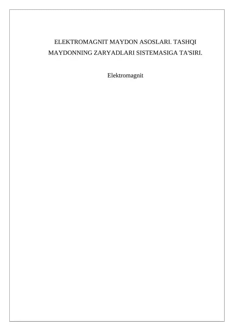 Elektromagnit Maydon Asoslari