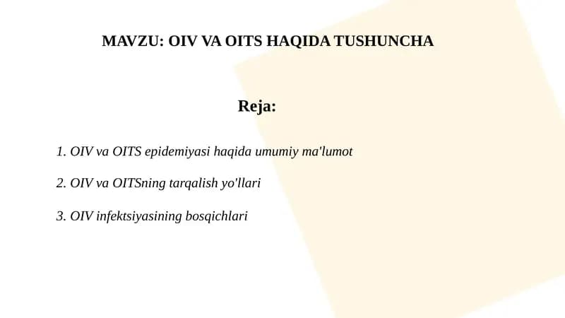 OIV va OITS haqida tushuncha