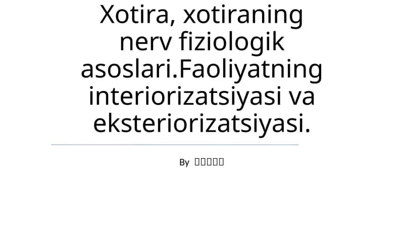 Xotira, xotiraning nerv fiziologik asoslari